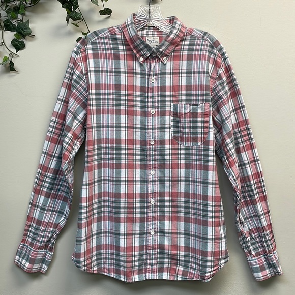 J. Crew Other - J Crew Shirt Men L Slim Button Down White Collared Plaid Work Indian Madras